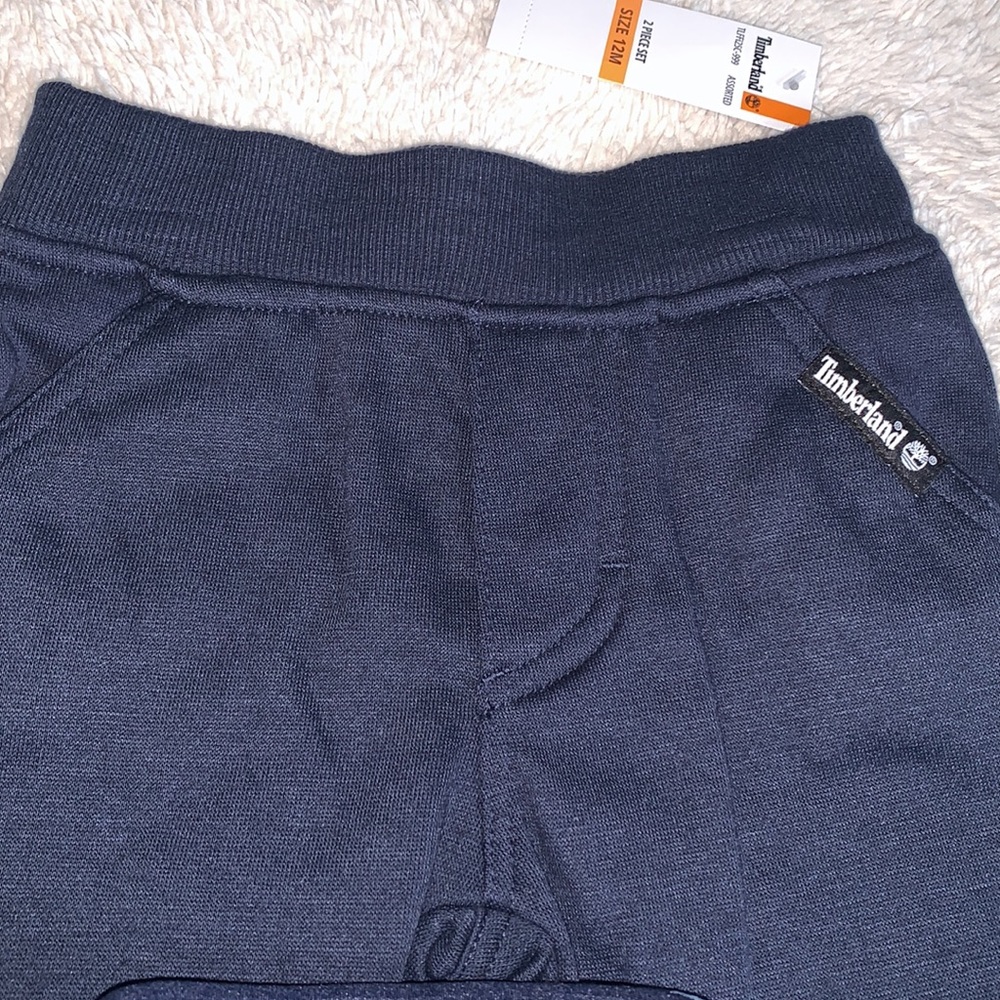 NWT Timberland 12M 2 pc. Quarter Zip Sweatshirt & Joggers Set Blue & Black - Picture 6 of 8